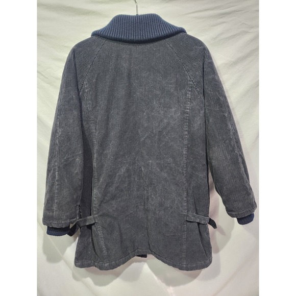 Unbranded Black Corduroy Winter Coat Midlength Quilted Interior W Pockets LARGE - Picture 2 of 7